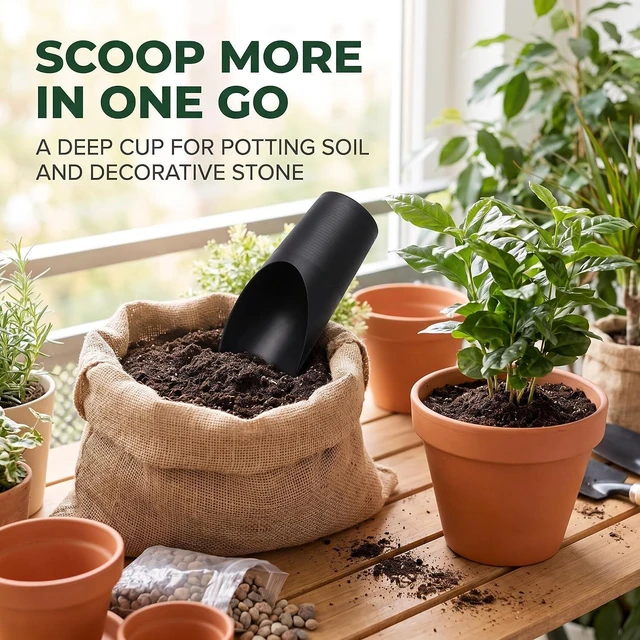 Alt view image 6 of 7 - Black Bonsai Soil Scoops,Plastic Garden Soil Scoops,Colorful Gardening Tools Potting Scoopers Bucket Shovel for Flower Planting Bonsai Potting Garden Soil