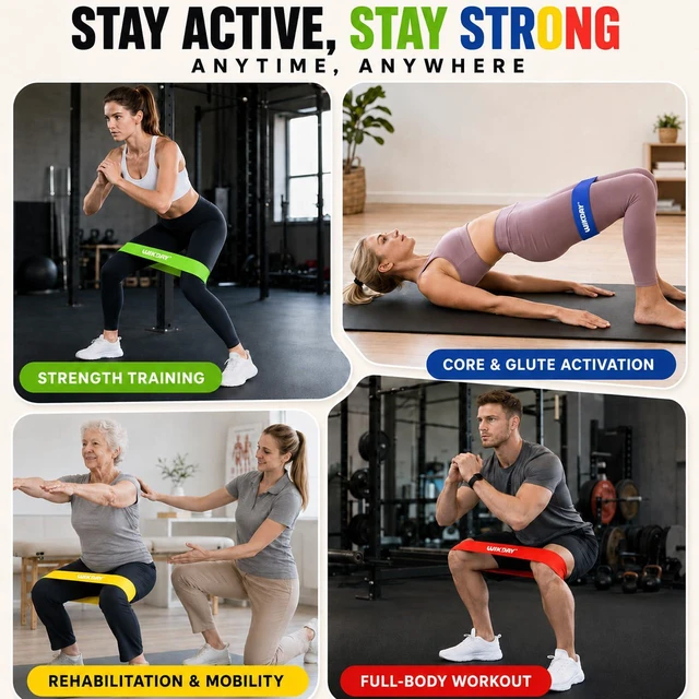 Alt view image 4 of 7 - Resistance Bands for Working Out Exercise Loop Bands, Multicolor | Set of 5 Variety of Resistance Levels, Workout Equipment, Body Stretching Training, Home Travel Physical Therapy, Booty Legs