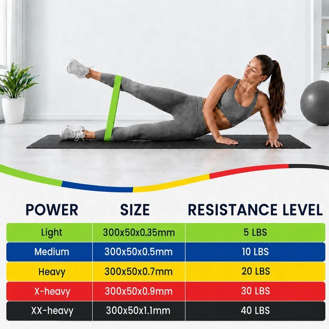 Alt view image 5 of 7 - Resistance Bands for Working Out Exercise Loop Bands, Multicolor | Set of 5 Variety of Resistance Levels, Workout Equipment, Body Stretching Training, Home Travel Physical Therapy, Booty Legs