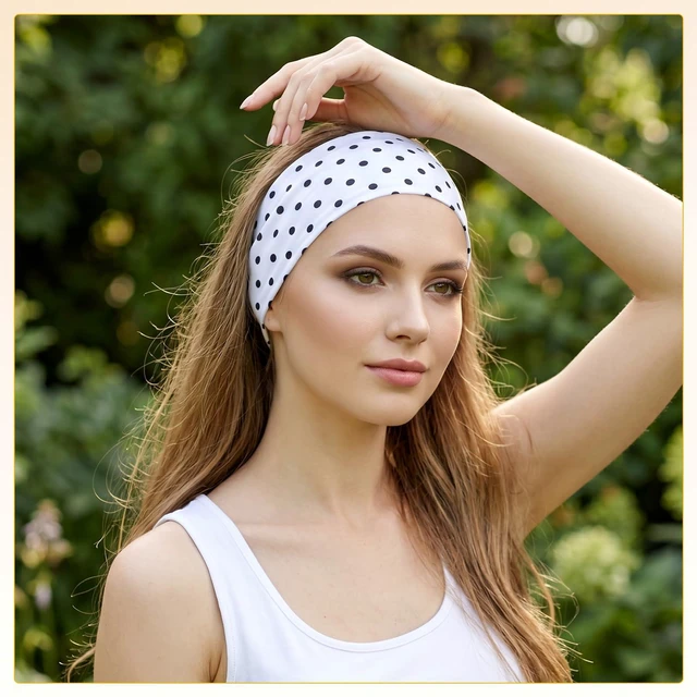 Alt view image 6 of 7 - 6Pcs Polka Dot Headbands for Women Non Slip Elastic Knotted Hair Bands | Boho Vintage Stripe Turban Headbands for Women Girls Hair Accessories