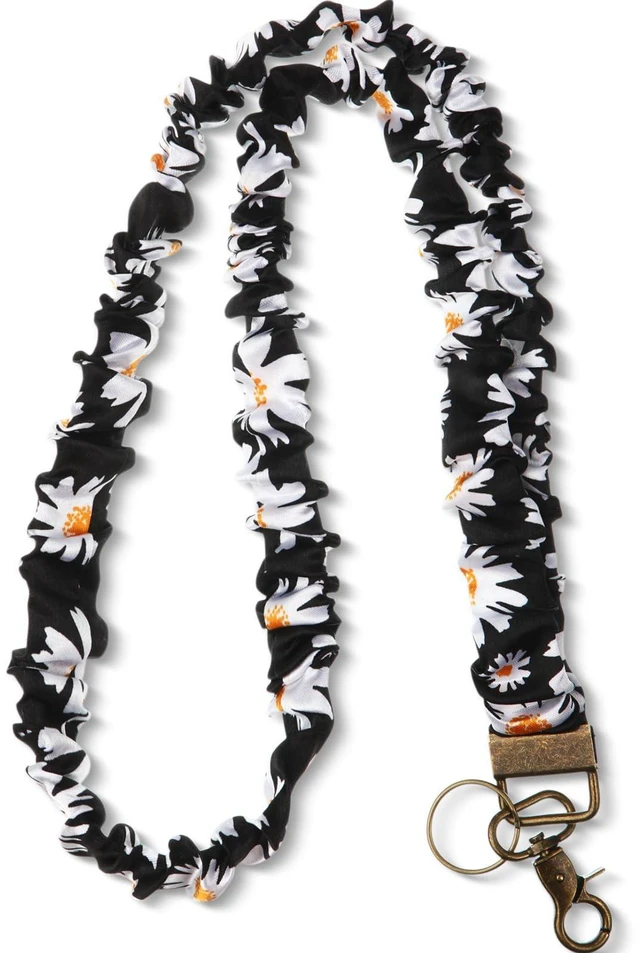 Main image of Scrunchie Lanyards for ID Badges Keys, Garden Party | Teacher Gift Lanyards Cute Stretchy Retractable Keychain Holder for Nurse Women