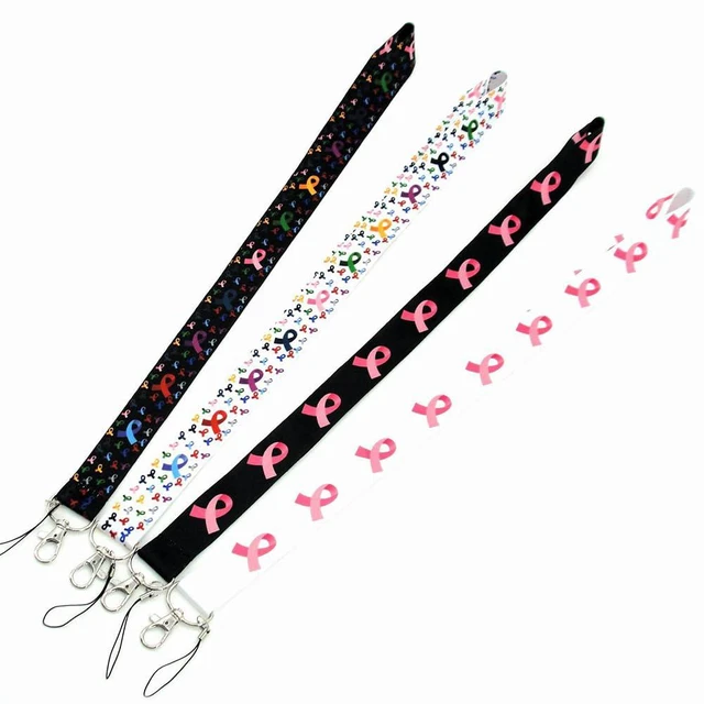 Alt view image 2 of 6 - 4 Pcs Breast Cancer Awareness Lanyards Keychain Ribbon Lanyards ID Badge Holder Lanyards Long Neck Lanyard Straps with Swivel Hook Red