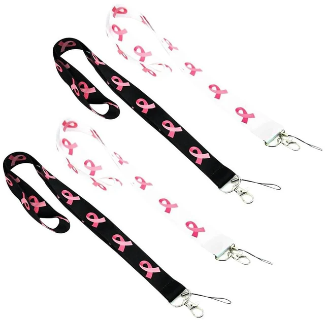 Main image of 4 Pcs Breast Cancer Awareness Lanyards Keychain Ribbon Lanyards ID Badge Holder Lanyards Long Neck Lanyard Straps with Swivel Hook Red