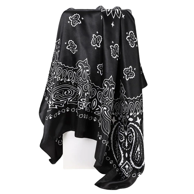 Alt view image 6 of 7 - Women Paisley Hair Square Scarf 35.5", Silk Like Satin Sleeping Bonnet Wrap Nightcap Bandanas Square Scarf Headwear