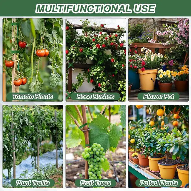 Alt view image 6 of 7 - Plant Tape for Climbing Plants - 32.8Ft 1/2" Reusable Garden Tape | Adjustable Plant Ties for Outdoor Plants, Green Gardening Tapes for Tomatoes, Flowers, Branches, Tree Support