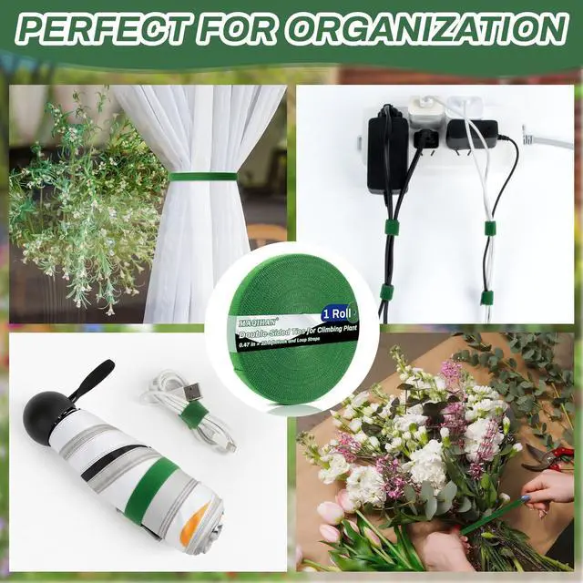 Alt view image 5 of 7 - Plant Tape for Climbing Plants - 32.8Ft 1/2" Reusable Garden Tape | Adjustable Plant Ties for Outdoor Plants, Green Gardening Tapes for Tomatoes, Flowers, Branches, Tree Support