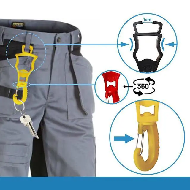 Alt view image 5 of 6 - Work Gloves Grabber Holder Clip to Pants, 2 Pieces Red
