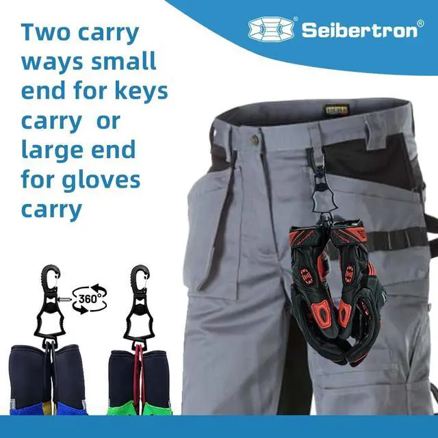 Alt view image 6 of 6 - Work Gloves Grabber Holder Clip to Pants, 2 Pieces Red