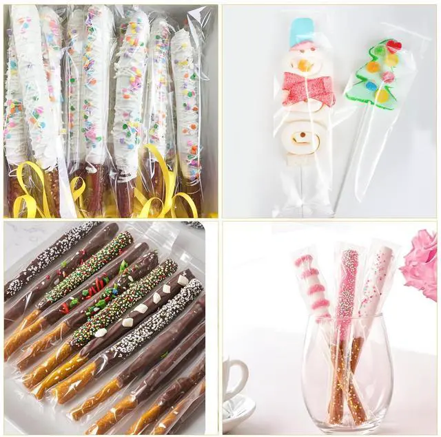 Alt view image 7 of 7 - Pretzel Rod Bags 2x10 Inches - 100pcs Clear Self Sealing Cellophane Bags, Resealable Cookie Bag Pretzels Individual Bag 2x10 Inches with Seal for Packaging ICY Candy Treat Popsicle Cookies