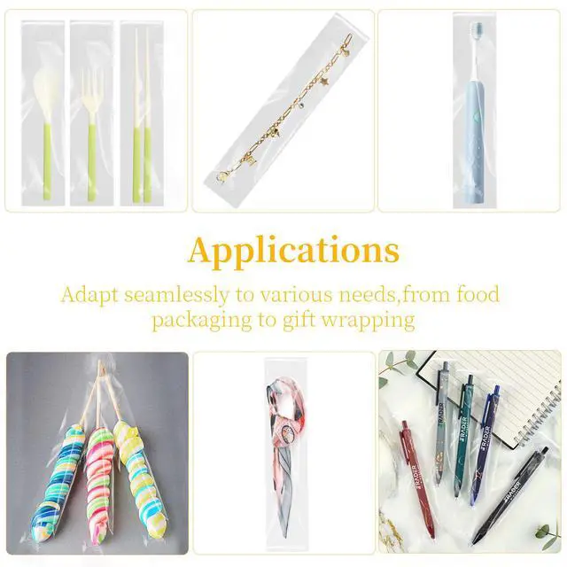Alt view image 6 of 7 - Pretzel Rod Bags 2x10 Inches - 100pcs Clear Self Sealing Cellophane Bags, Resealable Cookie Bag Pretzels Individual Bag 2x10 Inches with Seal for Packaging ICY Candy Treat Popsicle Cookies