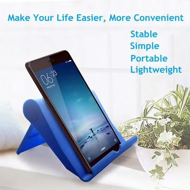 Alt view image 6 of 7 - Cell Phone Stand, Desktop Holder for Smartphones, Phones & Tablets (Blue)