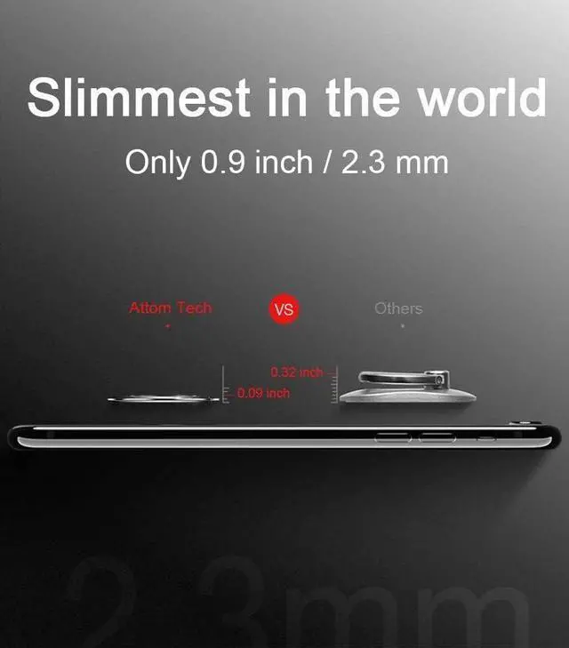 Alt view image 2 of 7 - World's Slimmest Phone Ring Holder, Ultra Thin Cell Phone Ring Stand for Magnetic Car Mount Hook Compatible for iPhone Samsung Smartphone Accessories (Silver-Grey)