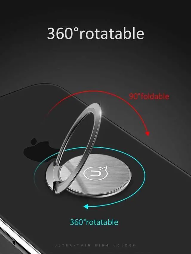 Alt view image 5 of 7 - World's Slimmest Phone Ring Holder, Ultra Thin Cell Phone Ring Stand for Magnetic Car Mount Hook Compatible for iPhone Samsung Smartphone Accessories (Silver-Grey)