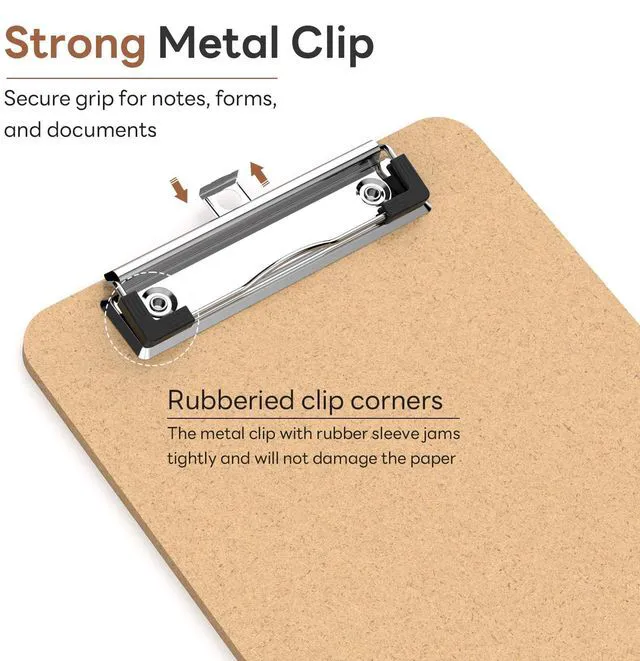 Alt view image 3 of 7 - A5 Wood Clipboards, 5.5 x 8.5 Half Letter Size Clip Board | 3mm Thick MDF, 6 x 9 in Size for Classroom, Teachers, Student, Back to School, School & Office Supplies