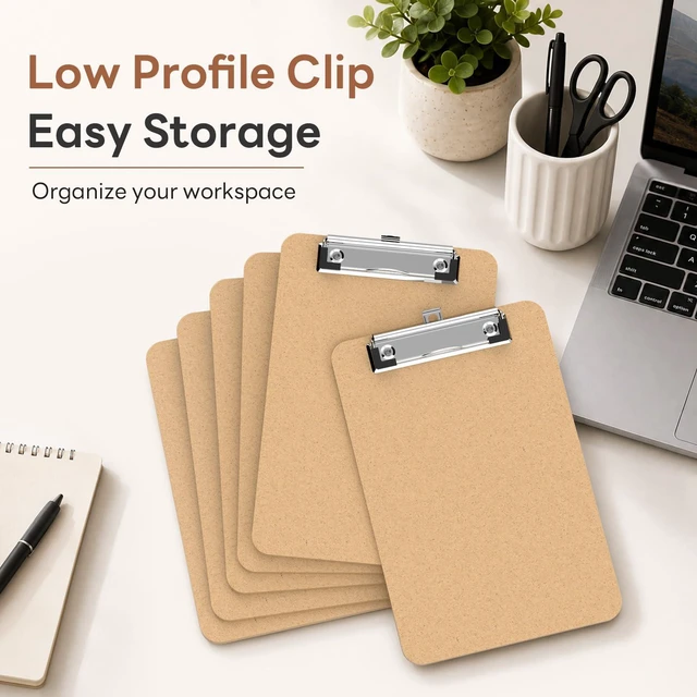 Alt view image 5 of 7 - A5 Wood Clipboards, 5.5 x 8.5 Half Letter Size Clip Board | 3mm Thick MDF, 6 x 9 in Size for Classroom, Teachers, Student, Back to School, School & Office Supplies