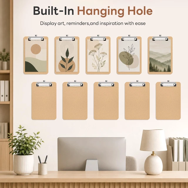 Alt view image 7 of 7 - A5 Wood Clipboards, 5.5 x 8.5 Half Letter Size Clip Board | 3mm Thick MDF, 6 x 9 in Size for Classroom, Teachers, Student, Back to School, School & Office Supplies