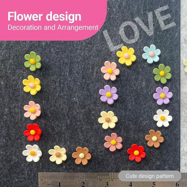 Alt view image 6 of 6 - 10pcs - 10 Colors Flower Push Pins Cute Thumb Tacks for Cork Bulletin Board Decorations, Cute Cubicle Decor Office Supplies Pins for Women