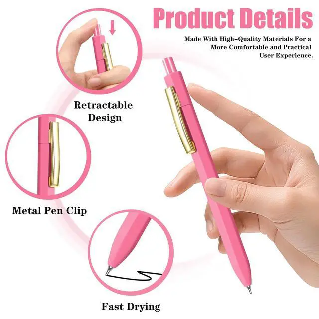 Alt view image 6 of 7 - Ballpoint Pens 8 Packs,0.7mm Black Ink Pens, Smooth Writing | Retractable Pen for Journaling Bible School Office Supplies,Gifts for Women