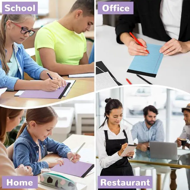 Alt view image 6 of 7 - Legal Pads 5x8, 6 Pack 180 Sheets Colored College Ruled | 80 GSM FSC-Certified Paper, Perforated Tear-off Pages, 30 Sheets Per Pad for School Office Home Lists and Notes