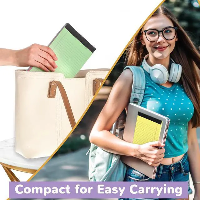 Alt view image 5 of 7 - Legal Pads 5x8, 6 Pack 180 Sheets Colored College Ruled | 80 GSM FSC-Certified Paper, Perforated Tear-off Pages, 30 Sheets Per Pad for School Office Home Lists and Notes