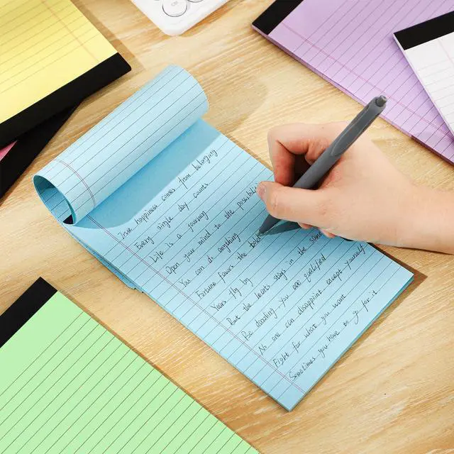 Alt view image 7 of 7 - Legal Pads 5x8, 6 Pack 180 Sheets Colored College Ruled | 80 GSM FSC-Certified Paper, Perforated Tear-off Pages, 30 Sheets Per Pad for School Office Home Lists and Notes