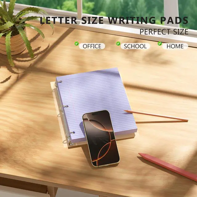 Alt view image 7 of 7 - Purple Loose Leaf Paper 100 Sheets Colored Filler Paper 8 * 10.5 College Ruled Paper 3-Hole Punched Paper for 3-Ring Binders Notebook Lined 8" x 10.5"