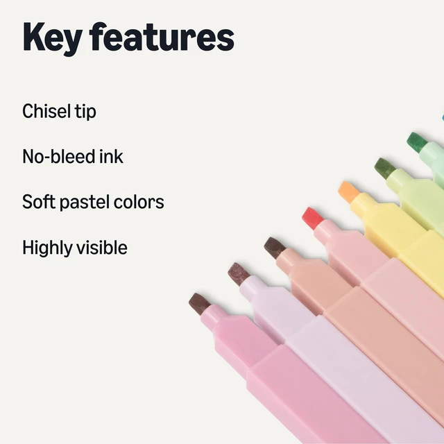 Alt view image 2 of 5 - Pastel Bible Highlighters Set, No Bleed, Chisel Tip, Soft Pastel Colors, 10 Count