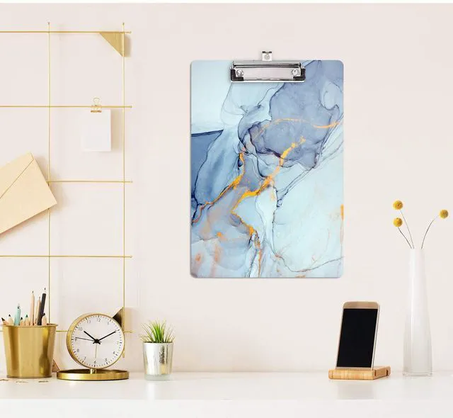 Alt view image 4 of 7 - Wooden Clipboard, 8.5 x 11 Hardboard Clip Board, Blue Marble | Standard Letter Size 9 x 12.5 in for Classroom Students,Teacher, Women, Kids, Cute Custom Pattern