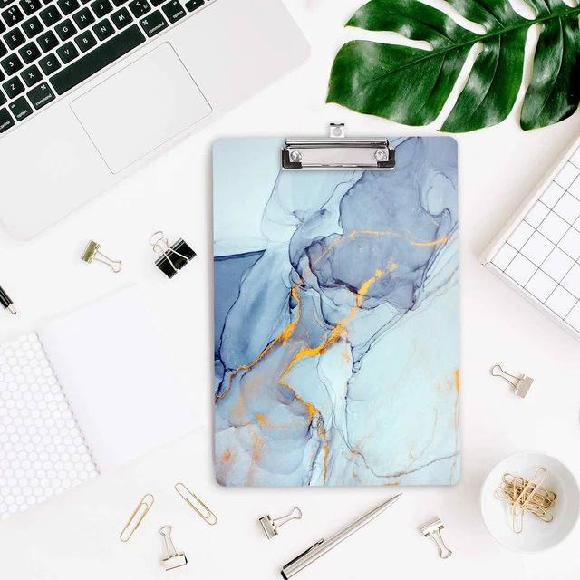 Alt view image 5 of 7 - Wooden Clipboard, 8.5 x 11 Hardboard Clip Board, Blue Marble | Standard Letter Size 9 x 12.5 in for Classroom Students,Teacher, Women, Kids, Cute Custom Pattern