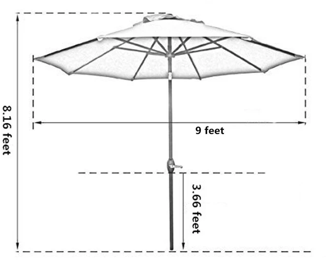 Alt view image 7 of 7 - 9' Patio Umbrella Outdoor Table Umbrella with 8 Ribs Tan | 9 FT Patio Umbrella with Waterproof Polyester Canopy, Aluminum Pole, Push-Button Tilt & Crank for Outdoor Patio Tables, Pool