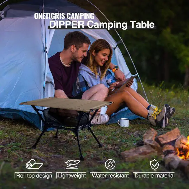 Alt view image 2 of 7 - Camping Table, Lightweight Portable Folding Table with Mesh Storage Net, High/Low Options, Ideal for Camping, Hiking, Tailgating, Beach, Picnic, Travel, Backyard