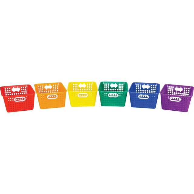 Alt view image 2 of 7 - Large Plastic Storage Baskets with Handles | 13.75" x 9.75" x 5", Rainbow Group Colors, Book & Supply Organization for Classrooms & Home