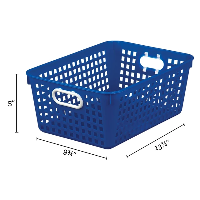 Alt view image 3 of 7 - Large Plastic Storage Baskets with Handles | 13.75" x 9.75" x 5", Rainbow Group Colors, Book & Supply Organization for Classrooms & Home