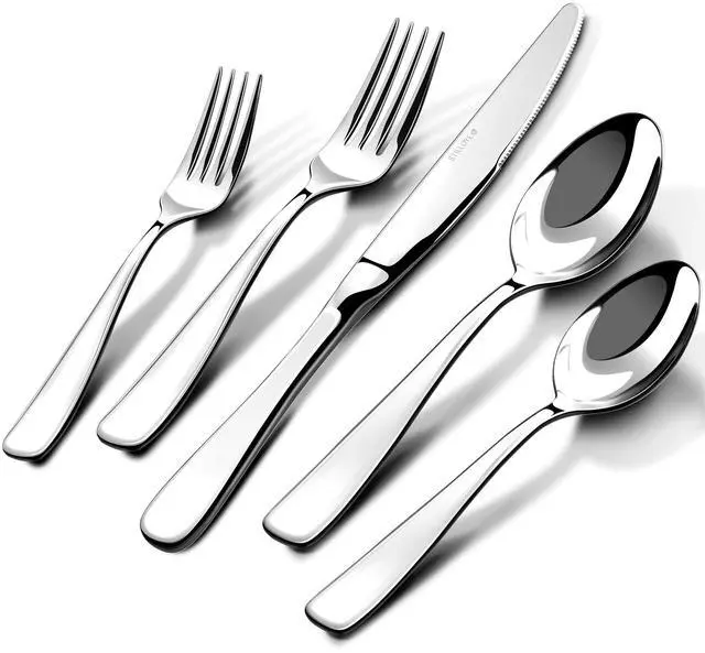 Main image of 18/10 Silverware Set for 8, 40 Piece Stainless Steel Flatware Set Cutlery | Rust Proof Mirror Polished knives Forks Spoons Utensils, Dishwasher Safe for Dinner Home Kitchen,Wedding Party