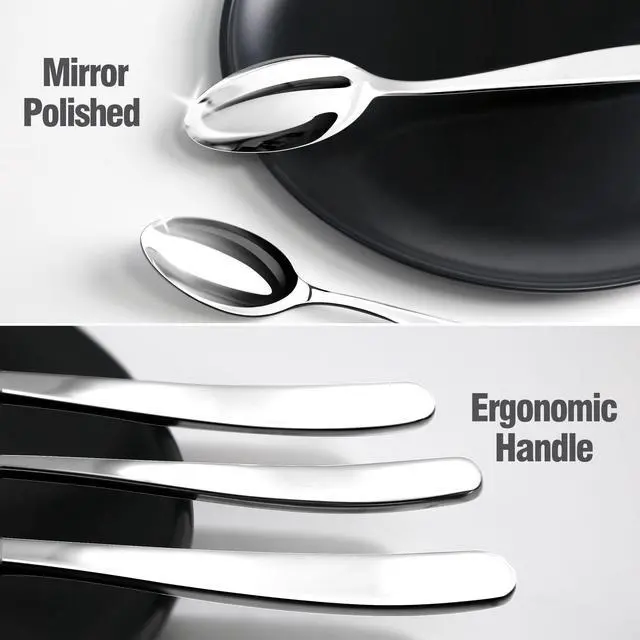 Alt view image 4 of 7 - 18/10 Silverware Set for 8, 40 Piece Stainless Steel Flatware Set Cutlery | Rust Proof Mirror Polished knives Forks Spoons Utensils, Dishwasher Safe for Dinner Home Kitchen,Wedding Party