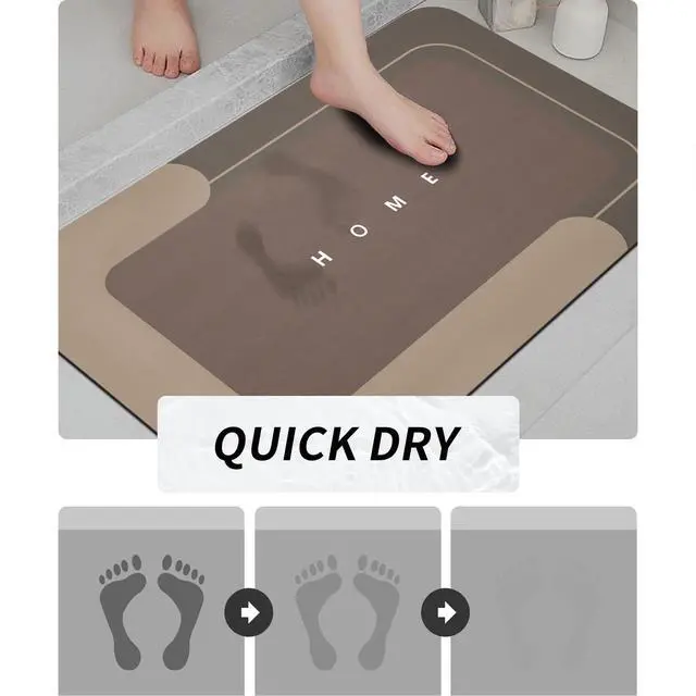 Alt view image 3 of 7 - Absorbent Bath Mat, Quick Dry Bath Rug, Non-Slip, 3PCS, Brown | 3PCS Absorbent Bath Mat Magic Rug Sets; Quick Drying Bath Mat Non-Slip Floor Rug Rubber Backed for Bathroom Kitchen Shower