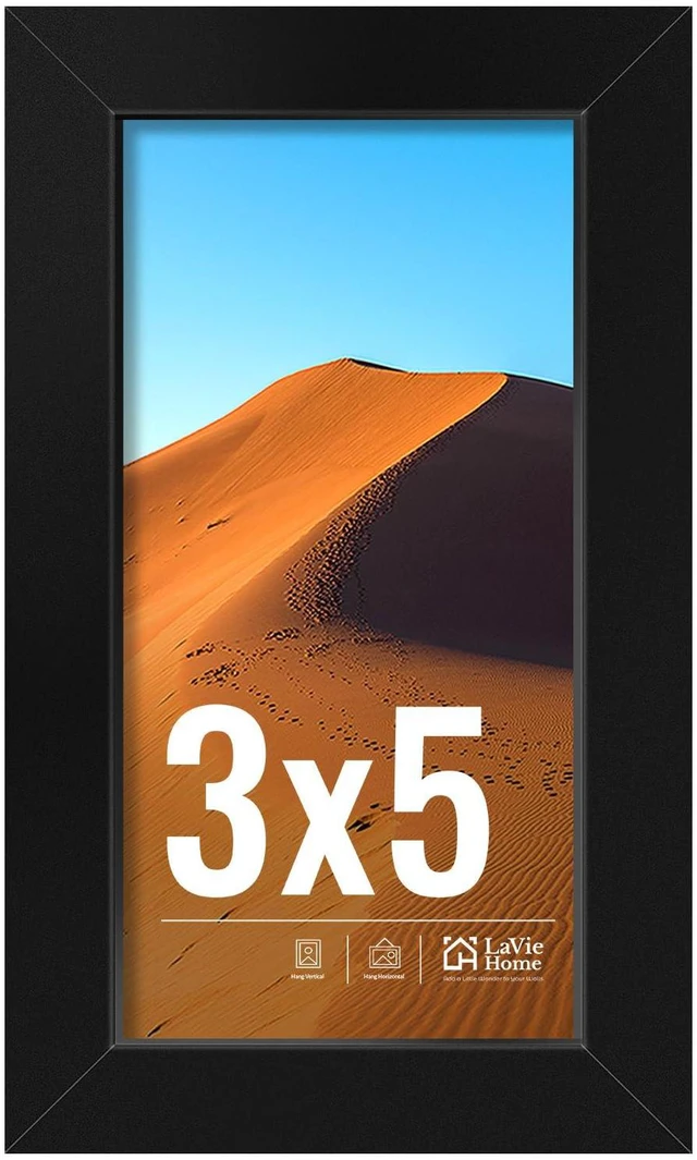 Main image of 3x5 Picture Frame for Wall Display, 3x5 Black Picture Frame with HD Plexiglas, 3 x 5 Frame 1 Pack, Display Frame for Vertical or Horizontal, Classic Collection