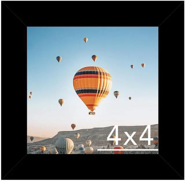 Main image of 4x4 Picture Frame Black for Wall Hanging or Tabletop, Wall Mounting Horizontally or Vertically, 4 x 4 Wall Gallery Poster Photo Frame with Shatter Resistant Plexiglass, Black