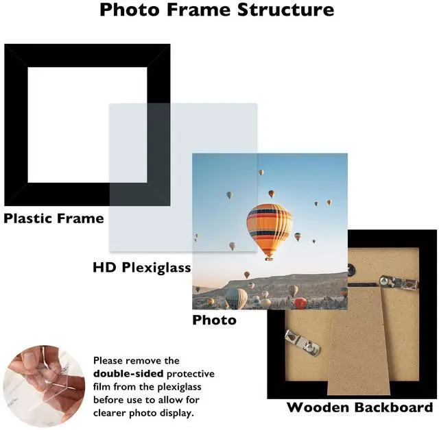 Alt view image 2 of 7 - 4x4 Picture Frame Black for Wall Hanging or Tabletop, Wall Mounting Horizontally or Vertically, 4 x 4 Wall Gallery Poster Photo Frame with Shatter Resistant Plexiglass, Black