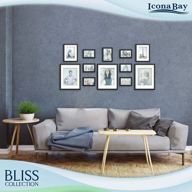 Alt view image 6 of 7 - 5x7 Black Picture Frame - Engineered Wood, Bliss Collection | Icona Bay sturdy photo frame, shatterproof polystyrene cover sheet, modern style, tabletop / wall mount display, matte finish
