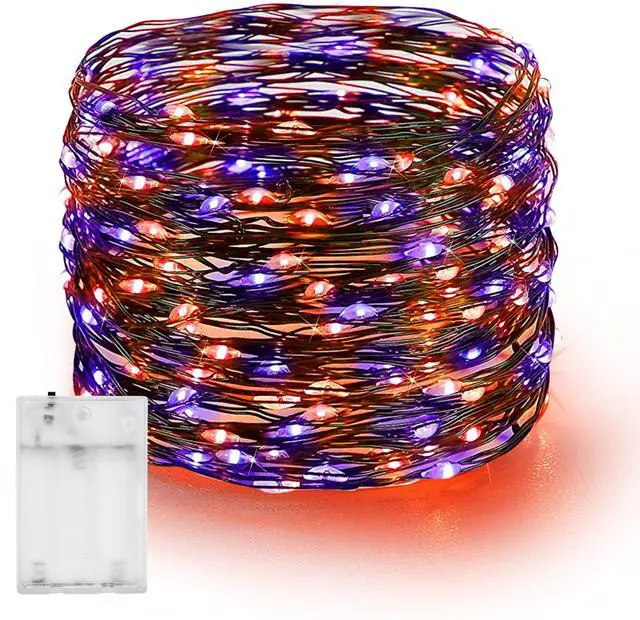 Main image of Halloween Fairy String Lights, 20FT 60 LED Copper Wire Battery Operated Waterproof Lights, Halloween Decorations for Indoor Home Outdoor Patio Yard Party Decor (Purple and Orange)