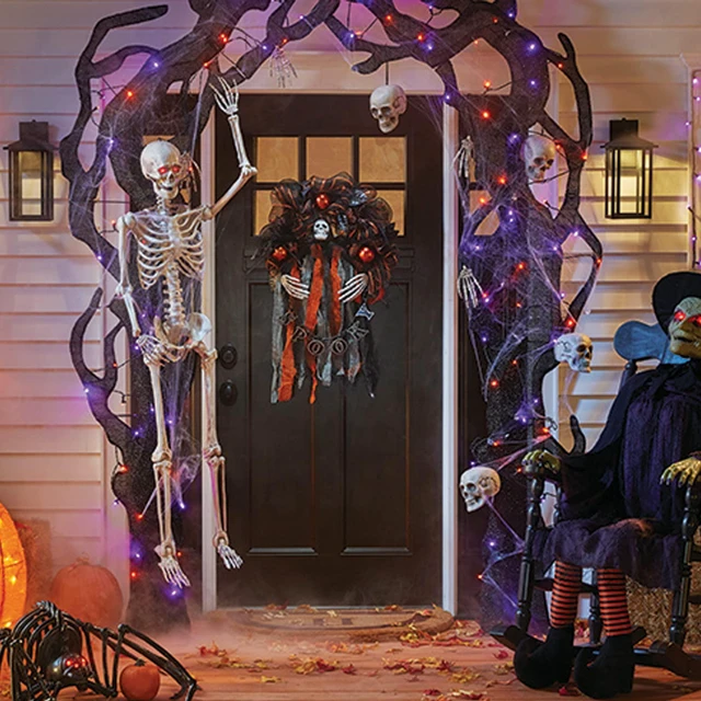 Alt view image 3 of 7 - Halloween Fairy String Lights, 20FT 60 LED Copper Wire Battery Operated Waterproof Lights, Halloween Decorations for Indoor Home Outdoor Patio Yard Party Decor (Purple and Orange)
