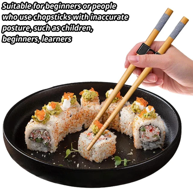 Alt view image 2 of 6 - 7 Pairs Reusable Training Chopsticks Beginners for Kids Adults Learners, Japanese Wooden Chopsticks Trainers Helpers Set, Dishwasher Safe, L8.86Inch (5.Simplicity print)