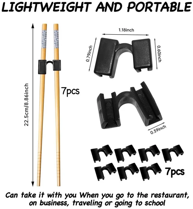 Alt view image 3 of 6 - 7 Pairs Reusable Training Chopsticks Beginners for Kids Adults Learners, Japanese Wooden Chopsticks Trainers Helpers Set, Dishwasher Safe, L8.86Inch (5.Simplicity print)
