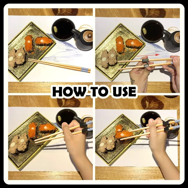 Alt view image 4 of 6 - 7 Pairs Reusable Training Chopsticks Beginners for Kids Adults Learners, Japanese Wooden Chopsticks Trainers Helpers Set, Dishwasher Safe, L8.86Inch (5.Simplicity print)