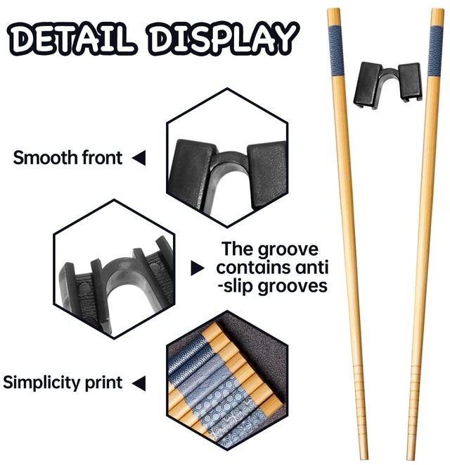 Alt view image 6 of 6 - 7 Pairs Reusable Training Chopsticks Beginners for Kids Adults Learners, Japanese Wooden Chopsticks Trainers Helpers Set, Dishwasher Safe, L8.86Inch (5.Simplicity print)