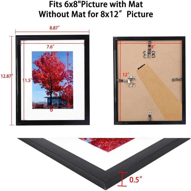 Alt view image 2 of 7 - 8x12 Picture Frame, Easy Hand Certificate Poster Photo Frame, Black