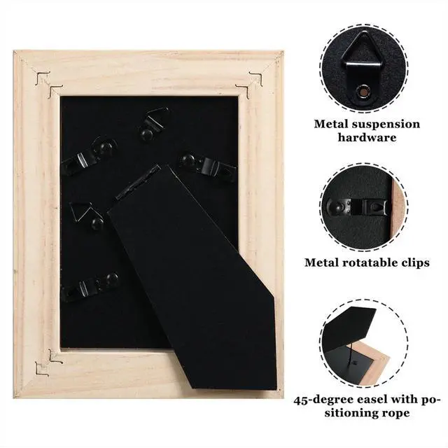 Alt view image 3 of 7 - 3.5x5 Picture Frame, Solid Wood Rustic Black | HD glass, wide distressed finish, gallery wall & tabletop display, vintage farmhouse decor, wedding & home gift