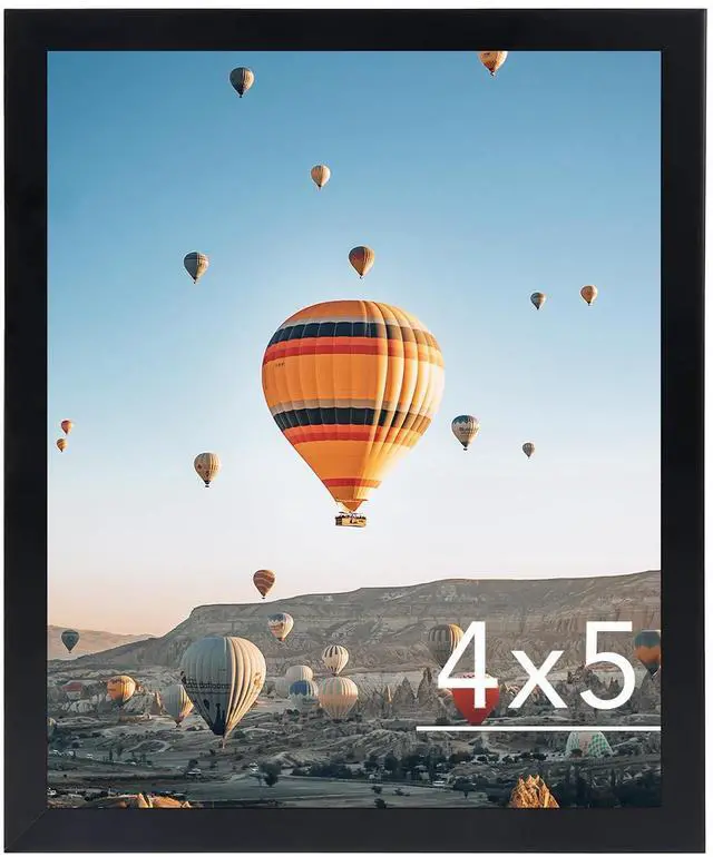 Main image of 4x5 Picture Frame Black for Wall Hanging or Tabletop, Wall Mounting Horizontally or Vertically, 4 x 5 Wall Gallery Poster Photo Frame with Shatter Resistant Plexiglass, Black
