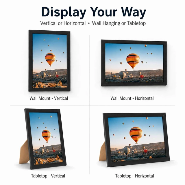 Alt view image 5 of 7 - 4x5 Picture Frame Black for Wall Hanging or Tabletop, Wall Mounting Horizontally or Vertically, 4 x 5 Wall Gallery Poster Photo Frame with Shatter Resistant Plexiglass, Black